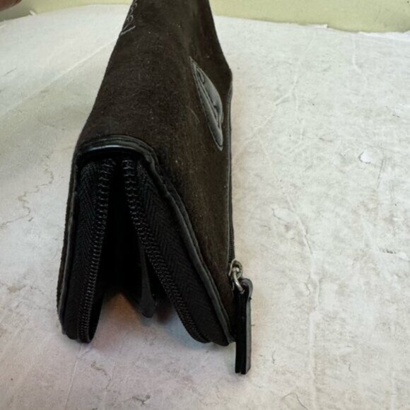 Juicy Couture Y2K Velour Leather Zippy Zip Around Wallet Embroidered Logo Clutch - Picture 8 of 16